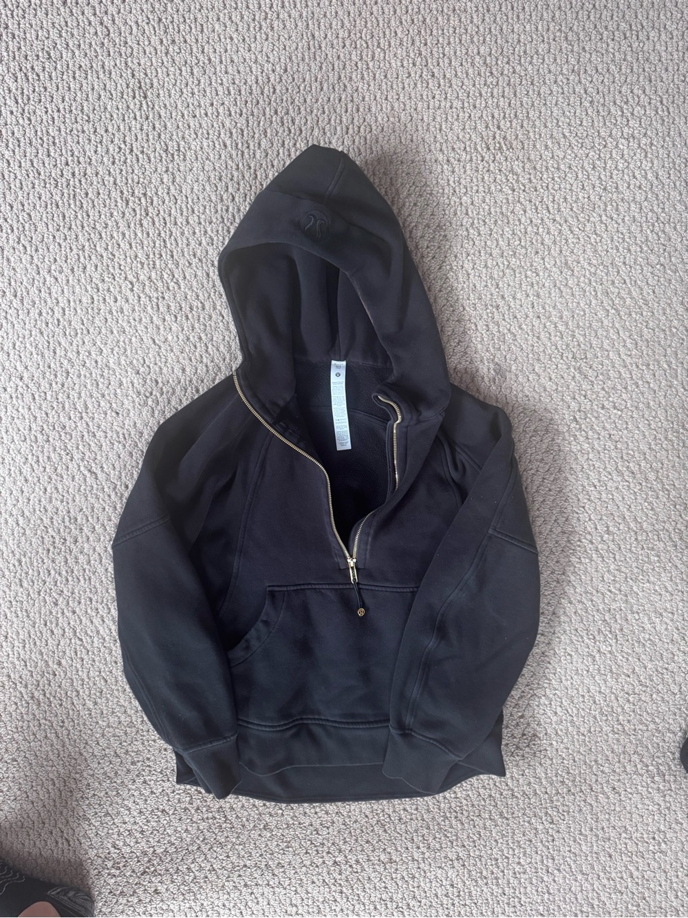 Lululemon Scuba Oversized Half-Zip Hoodie Long Black/Gold XS/S